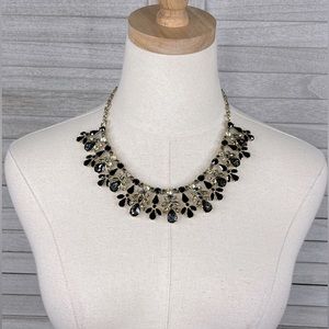 MYTHOLOGIE Statement Necklace Black, Gray, Champagne Rhinestone-OS